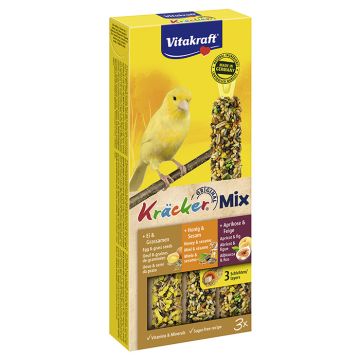 Vitakraft Kracker Trio Mix Με Αυγό, Μέλι & Βερύκοκο Για Καναρίνια 3Τεμ