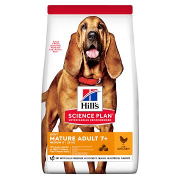 Hill's Science Plan Mature Adult Light Medium Με Κοτόπουλο 14Kg