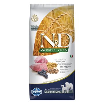 N&D Ancestral Adult Medium-Maxi Σκύλου Με Αρνί & Μύρτιλο 12Kg
