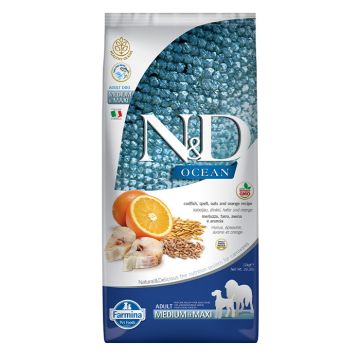 N&D Ocean Adult Medium-Maxi Με Θαλασσινά & Πορτοκάλι 12Kg