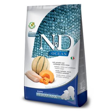 N&D Ocean Puppy Medium-Maxi Με Μπακαλιάρο & Κολοκύθα 12Kg