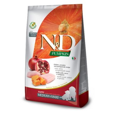 N&D Pumpkin Puppy Medium-Maxi Με Κοτόπουλο, Κολοκύθα & Ρόδι 12Kg