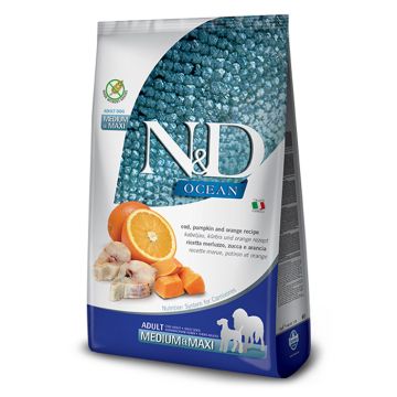 N&D Ocean Pumpkin Adult Medium-Maxi Με Μπακαλιάρο, Κολοκύθα &Πορτοκάλι 12Kg