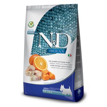 N&D Ocean Pumpkin Adult Mini Με Μπακαλιάρο, Κολοκύθα &Πορτοκάλι 800G