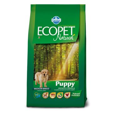 Ecopet Natural Puppy Medium Με Κοτόπουλο 12+2Kg