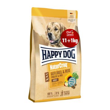 Happy Dog Naturcroq Chicken 11kg + 1kg Δώρο