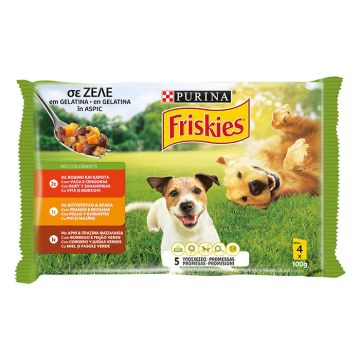 Friskies Adult Πολυσυσκευασία Με Βοδινό, Κοτόπουλο & Αρνί 4x100G