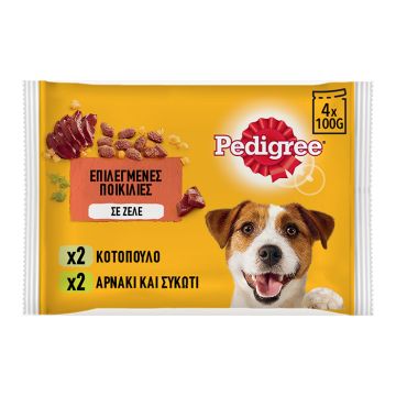 Pedigree Pouch Με Κοτόπουλο & Αρνί Σε Ζελέ 4x100G
