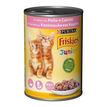 Friskies Junior Κομματάκια Κοτόπουλο & Καρότα Σε Σάλτσα 400G