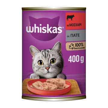 Whiskas Πατέ Με Μοσχάρι 400G