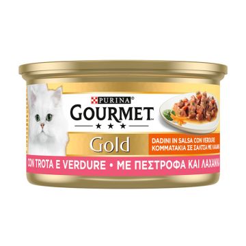 Gourmet Gold Κομματάκια Σε Σάλτσα Με Πέστροφα & Λαχανικά 85G