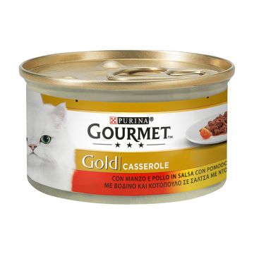Gourmet Gold Double Pleasure Casserole Με Βοδινό & Κοτόπουλο Σε Σάλτσα Ντομάτας 85G