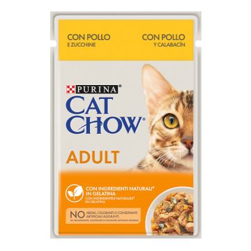 Cat Chow Adult Με Κοτόπουλο & Κολοκυθάκια Σε Ζελέ 85G