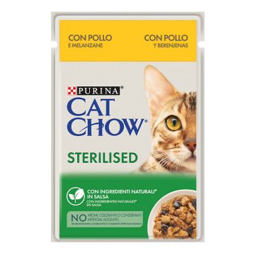 Cat Chow Sterilised Με Κοτόπουλο & Μελιτζάνες Σε Σάλτσα 85G