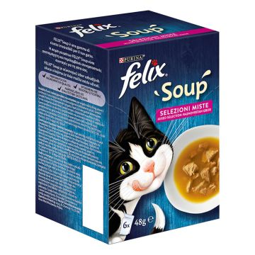 Felix Soups Πολυσυσκευασία Με Βοδινό, Κοτόπουλο & Τόνο 6x48G