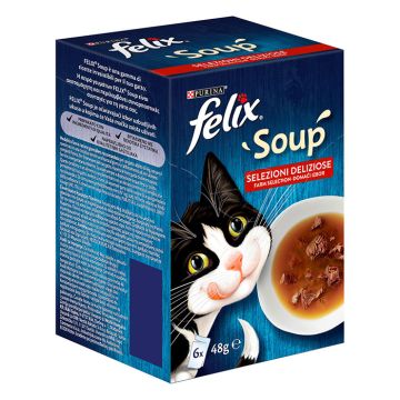 Felix Soups Πολυσυσκευασία Με Βοδινό, Κοτόπουλο & Αρνί 6x48G