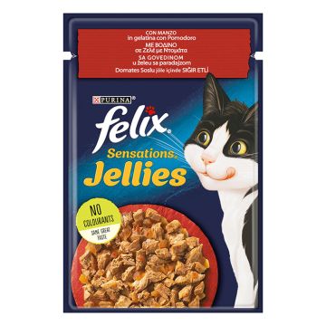 Felix Sensations Jellies Με Βοδινό & Ντομάτα 85G