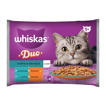 Whiskas Duo Multipack Σε Ζελέ Με Ψάρι & Κρέας 4x85G