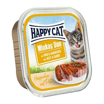 Happy Cat Duo Πατέ Βοδινό & Κουνέλι 100g
