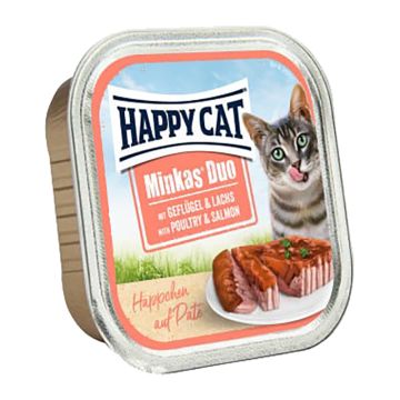 Happy Cat Duo Πατέ Πουλερικά & Σολομός 100g