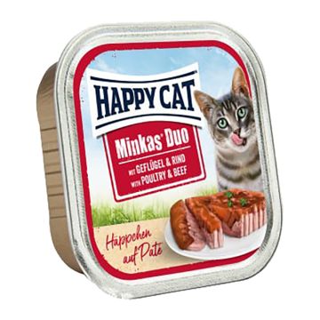 Happy Cat Duo Πατέ Πουλερικά & Βοδινό 100g