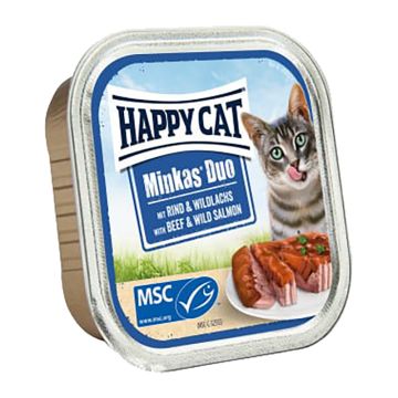 Happy Cat Duo Πατέ Βοδινό & Σολομός 100g