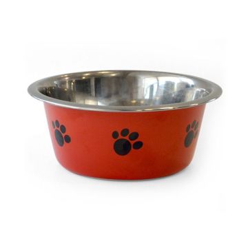Pet Ανοξείδωτο Μπολ Κόκκινο Με Πατούσα 200ml
