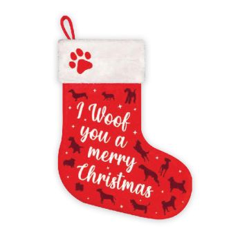 Χριστουγεννιάτικη Κάλτσα Woof Merry Christmas Κόκκινη