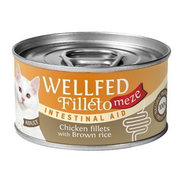 Wellfed Filleto Meze Intestinal Aid Φιλετάκια Κοτόπουλο & Καστανό Ρύζι 70gr