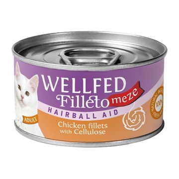 Wellfed Filleto Meze Hairball Φιλετάκια Κοτόπουλο & Κυτταρίνη 70gr