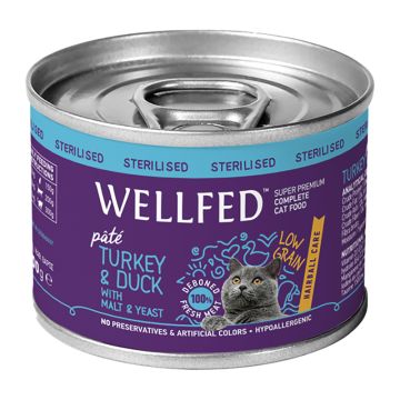 Wellfed Sterilised-Hairball Γαλοπούλα & Πάπια σε Πατέ 200gr