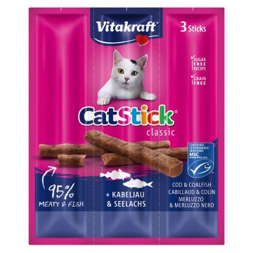 Vitakraft Cat Stick Mini Με Μπακαλιάρο & Τόνο 18G - 3Sticks