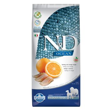 N&D Ocean Adult Medium-Maxi Με Ρέγγα & Πορτοκάλι 12Kg