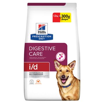 Hill's Prescription Diet i/d Digestive Care Με Κοτόπουλο 1.2Kg +300G Δώρο