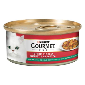 Gourmet Κομματάκια Σε Σάλτσα Με Πάπια, Κουνέλι & Κολοκυθάκια 195G