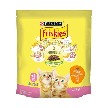 Friskies Junior Με Κοτόπουλο, Γάλα & Λαχανικά 375G
