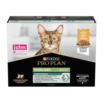 Purina Pro Plan Sterilised Cat Κοτόπουλο σε Σάλτσα 10x85G
