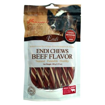 Endi Chews N005 Beef Flavor Dual Dental Twists 100G
