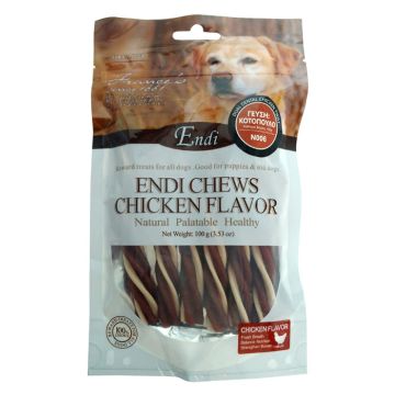 Endi Chews N006 Chicken Flavor Dual Dental Twists 100G