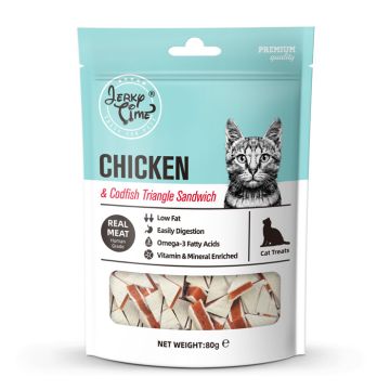 Jerky Time Pollock Sandwich Με Κοτόπουλο 80G