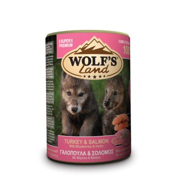Wolf's Land Puppy Με Γαλοπούλα & Σολομό 400G