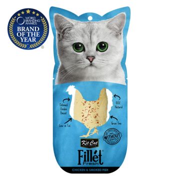 Kit Cat Fillet Fresh Γάτας Με Κοτόπουλο & Καπνιστό Ψάρι 30G