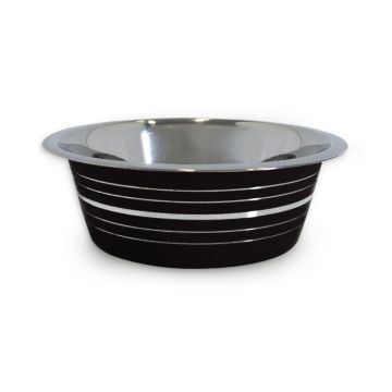 Pet Ανοξείδωτο Μπολ Μαύρο Ματ Με Ρίγες 1.4L