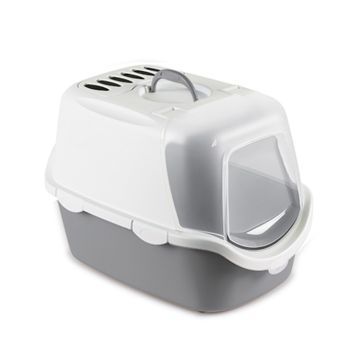 Stefanplast Τουαλέτα Γάτας Cathy Easy Clean Γκρι/Άσπρο 56x40x40cm