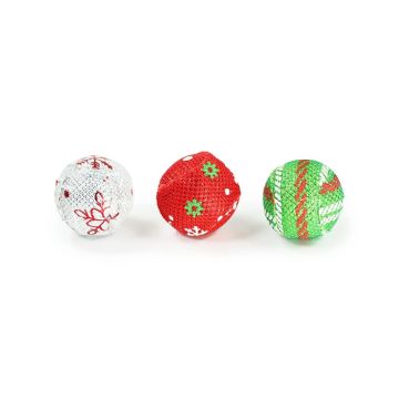 Χριστουγεννιάτικο Παιχνίδι Γάτας Μπάλες 3τεμ 4cm