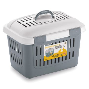 Stefanplast Κλουβί Μεταφοράς Midi Gulliver Λευκό/ Γκρι 45x33x33cm